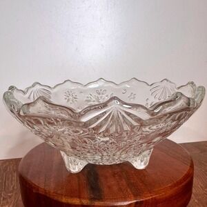 Mikasa Snowflake Footed Crystal Bowl 8 1/4" Made in Germany NWOB